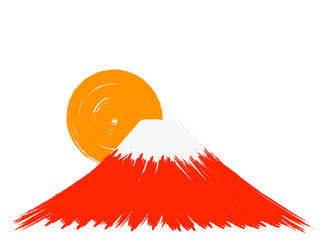 筆描き富士山と初日の出