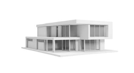 3d icon of modern architecture model isolated on transparent background, showcasing minimalist design and contemporary style
