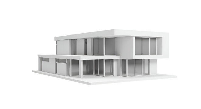 3d icon of modern architecture model isolated on transparent background, showcasing minimalist design and contemporary style - Powered by Adobe