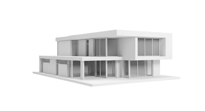 3d icon of modern architecture model isolated on transparent background, showcasing minimalist design and contemporary style