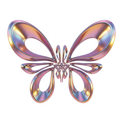 Iridescent butterfly with intricate details isolated on transparent background, a symbol of transformation and beauty in nature