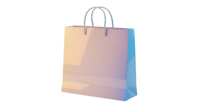 3d icon of simple paper shopping bag isolated on transparent background for advertising and branding design mock up