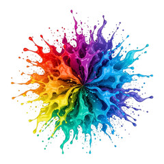 Colorful paint splash explosion isolated on transparent background, creating a vibrant and dynamic burst of artistic energy and creativity