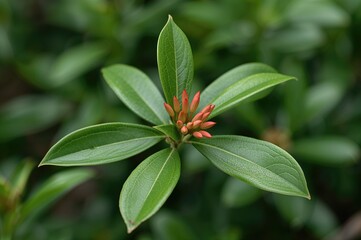 Ornamental plant species Syzygium myrtifolium with vibrant red young leaves