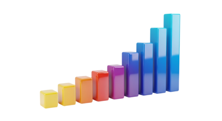 3d icon of colorful bar graph showing growth and success isolated on transparent background business and finance concept