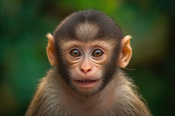Fototapeta premium Youthful primate making direct eye contact