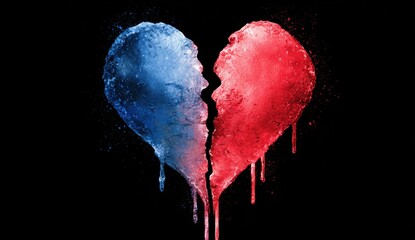 Colorful Heartbreak Symbol with Splattered Paint Effect in Artistic Style