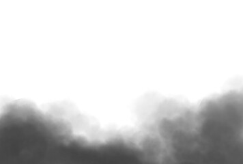 Black clouds fog smoke steam, transparent background 