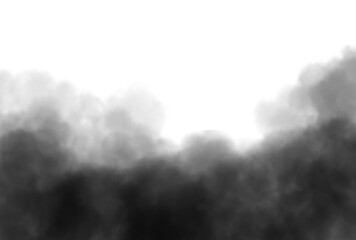 Black clouds fog smoke steam, transparent background 
