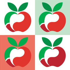 Stylized Apple Logos in Four Color Variations