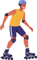 Flat Illustration Roller Skater Practicing Outdoor Activity Sport and Recreation