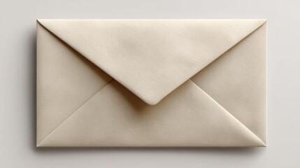 A closed letter envelope lies quietly on a smooth white surface, prepared for mailing or personal communication
