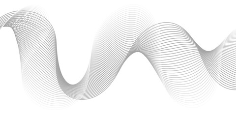 Abstract flowing wave pattern with grey gradient lines on white surface. Modern minimal background for business, tech, or elegant creative presentation design use.