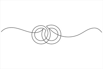 Obraz premium Wedding rings continuous one line drawing minimalist style outline illustration