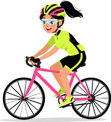 Cheerful Cartoon Style Cyclist Character Riding Bicycle Sport Illustration