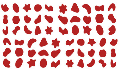 Abstract Organic Reddish-Brown Blob Shapes Seamless Pattern on White Background