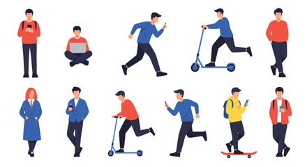 Collection of people using various modern technologies.