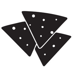 Minimalist Black Tortilla Chips with White Dots on White Background Icon