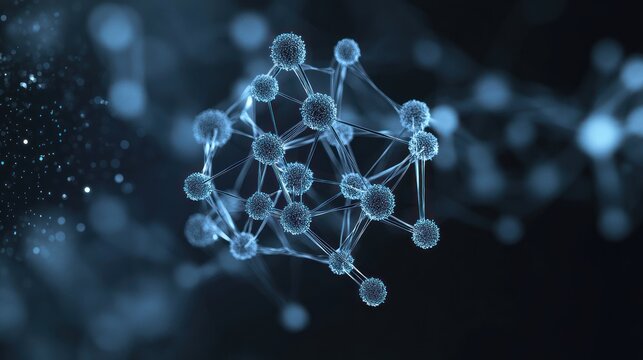 Covid-19 graphic showing a virus molecule with detailed molecular structure.
