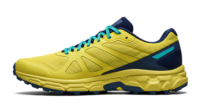 Lightweight trail running shoes mockup, outdoor performance design, isolated on white background