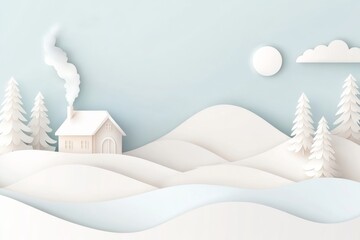 Cardboard house and snowdrifts. Generative AI