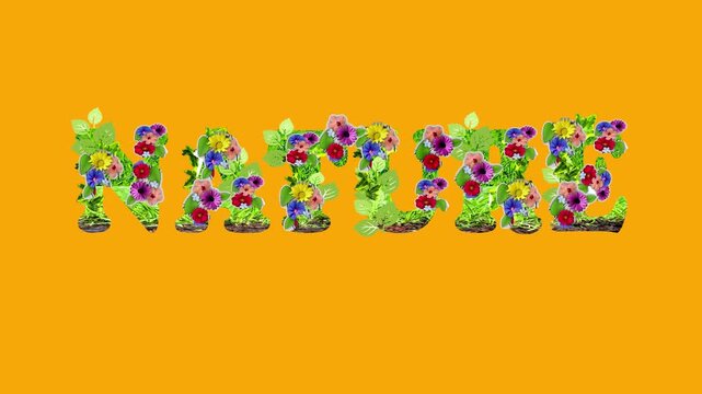 Text Zoom Effect Decorative Floral Elements "Nature"