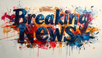 Bold "Breaking News" text with a colorful, splattered background