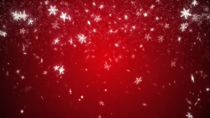 Snowflakes falling on a red background for christmas time and winter season. - Powered by Adobe