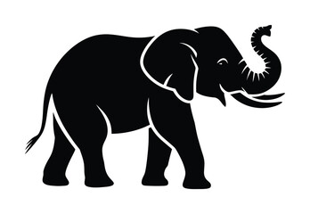 Elephant black and white wildlife vector illustration