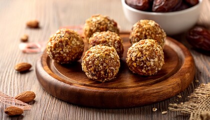 dates oatmeal balls no cook energy bites selective focus