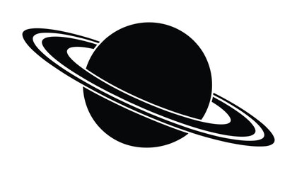 Planet with rings black and white space vector symbol