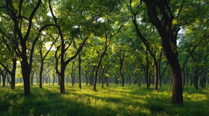 Obraz premium Black locust field at Dawn