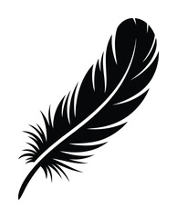 Obraz premium Feather black and white silhouette vector drawing