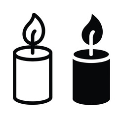 Candle flame black and white icon vector illustration