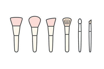 Professional cosmetic brushes assortment for makeup application and beauty enhancement