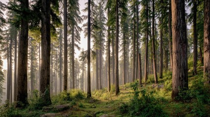 Deodar cedar forest at Dawn