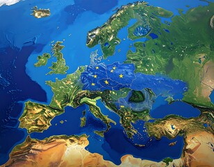 Map of Europe with EU countries highlighted