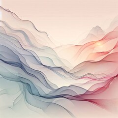 A soft, abstract vector illustration inspired by traditional Chinese landscape aesthetics, reimagined in a modern futuristic style.