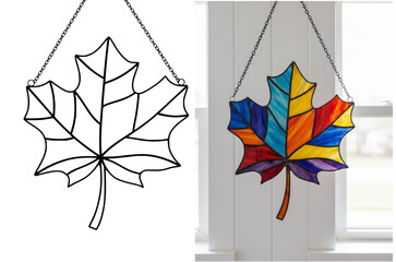 Maple Leaf Stained Glass Design – Autumn Decorative Window Art