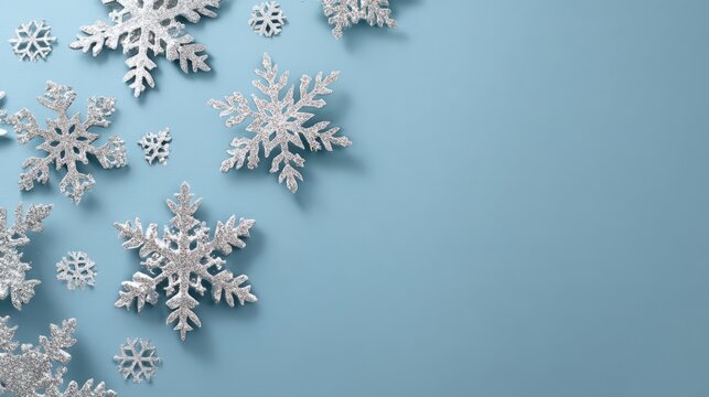 A blue background with a snowflake pattern