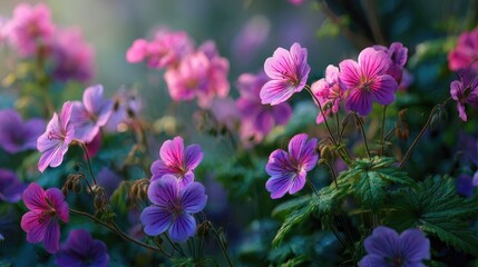 Obraz premium Peppermint geranium garden at Dawn