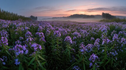 Fototapeta premium Phlox field at Dawn