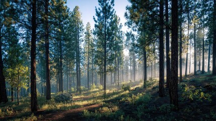 Ponderosa pine forest at Dawn