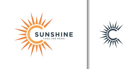 Sunshine logo design with bright sunlight, symbolizing energy, warmth