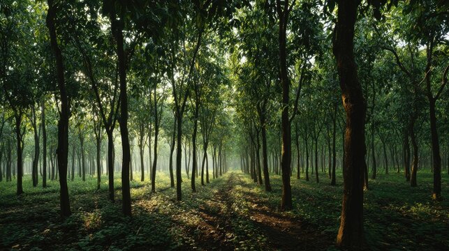 rubber plantation at Dawn