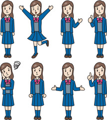 人物素材　女の子　女子高生　家族