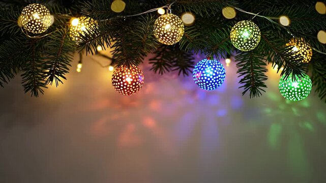 Winter Greeting Frame: a pine cone, spruce branches, and warm light&mdash;space for a logo