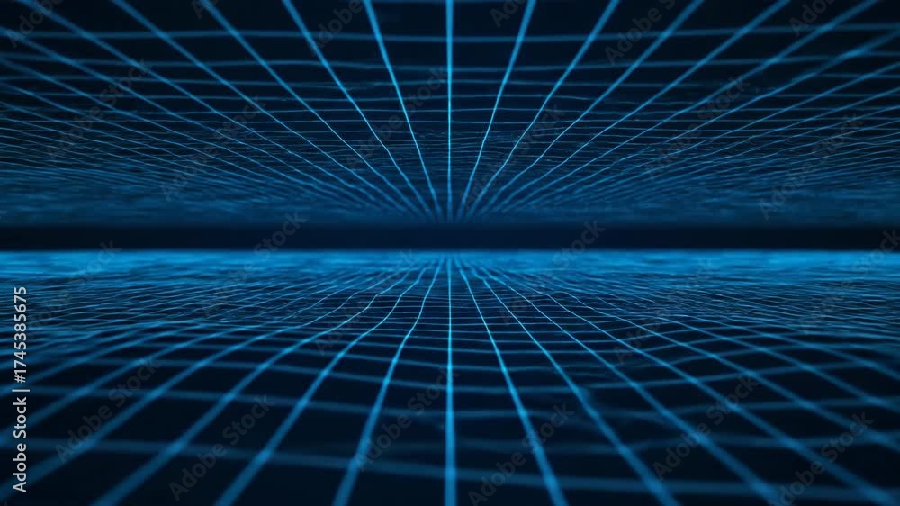 Sticker flowing digital grid pattern abstract seamlessly looping background animation cyber, green, loop