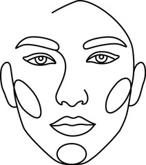 Elegant Woman Face Outline Skincare line art. 