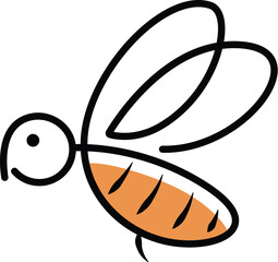  Continuous Line Drawing of a flying Bee. 